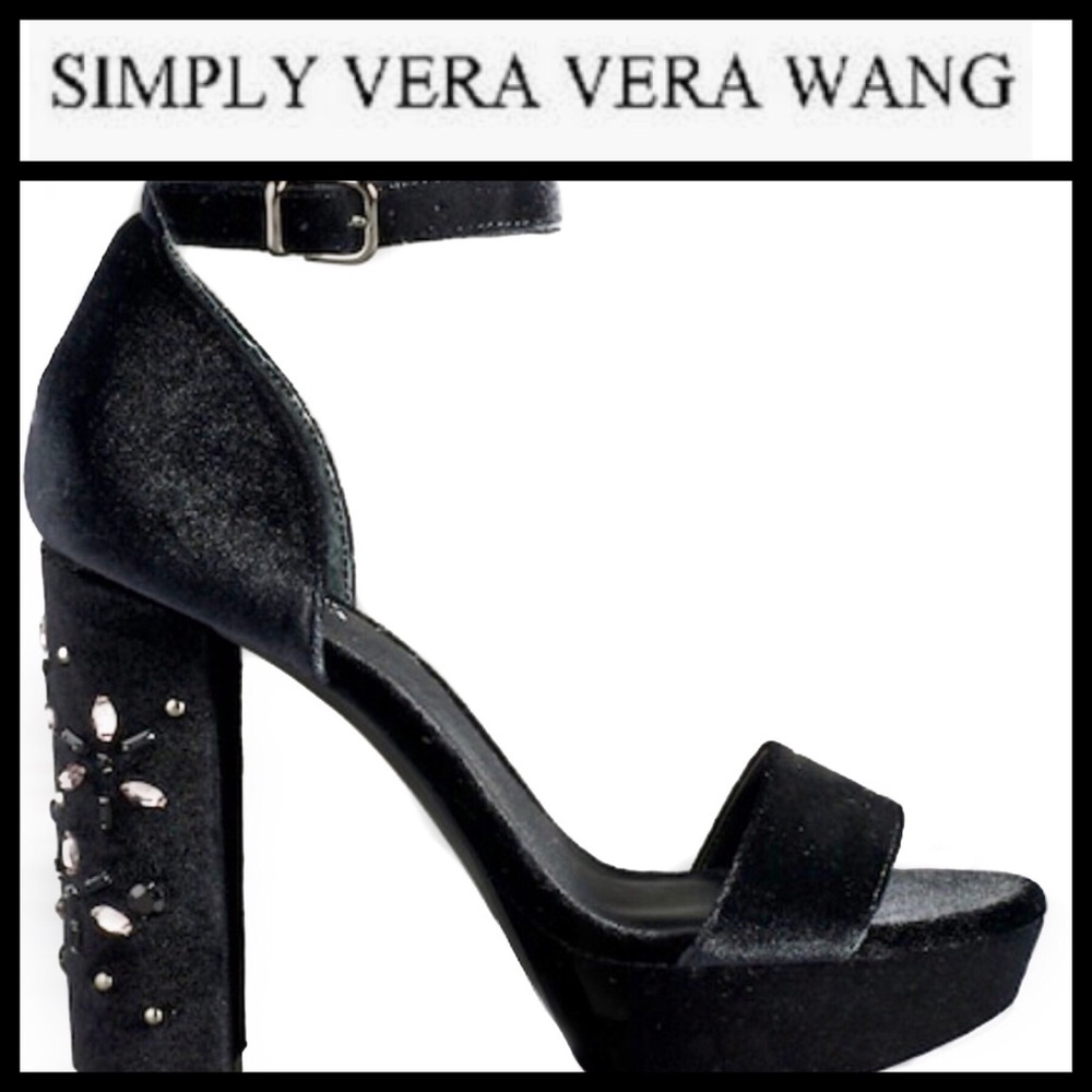 Simply Vera Vera Wang Jeweled Velvet Heel Sz 8.5m